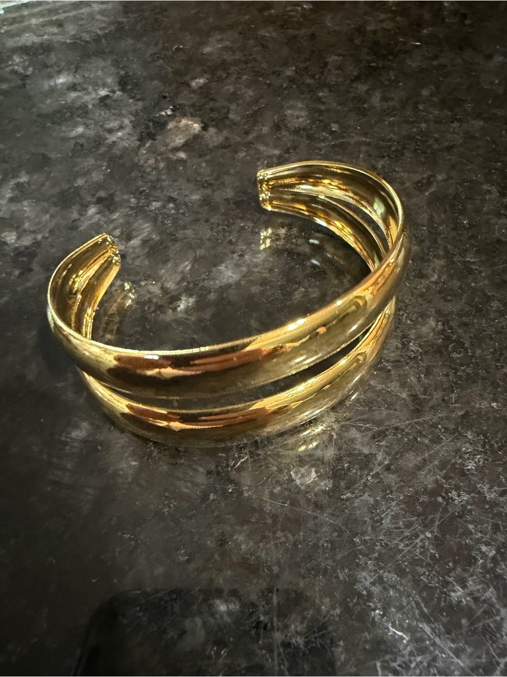 Gold Triple Band Open Cuff Bracelet - Women Jewelry